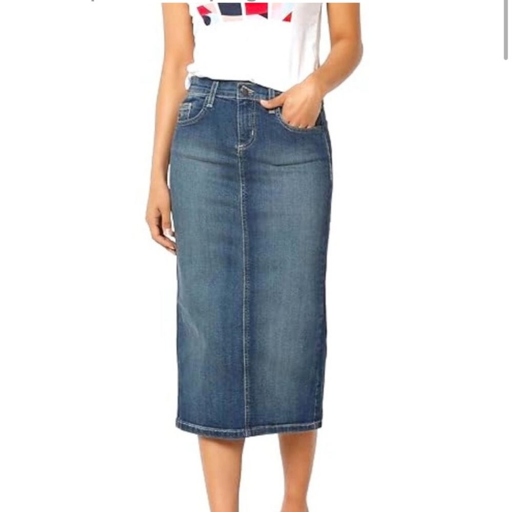 Denim Knee Length Skirt